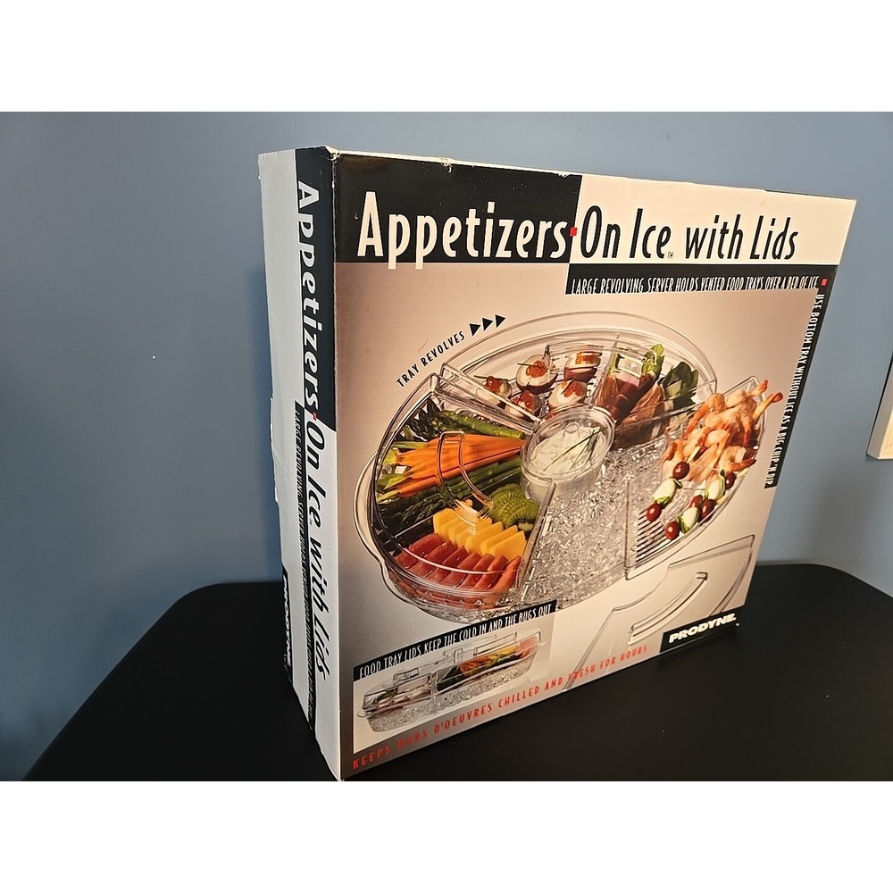 Prodyne Appetizers On Ice With Lid Revolving Server‎ Vented Food Tray